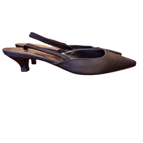 Jenni Kayne Black Satin Slingback Kitten Heels Sz 40 - Picture 5 of 11